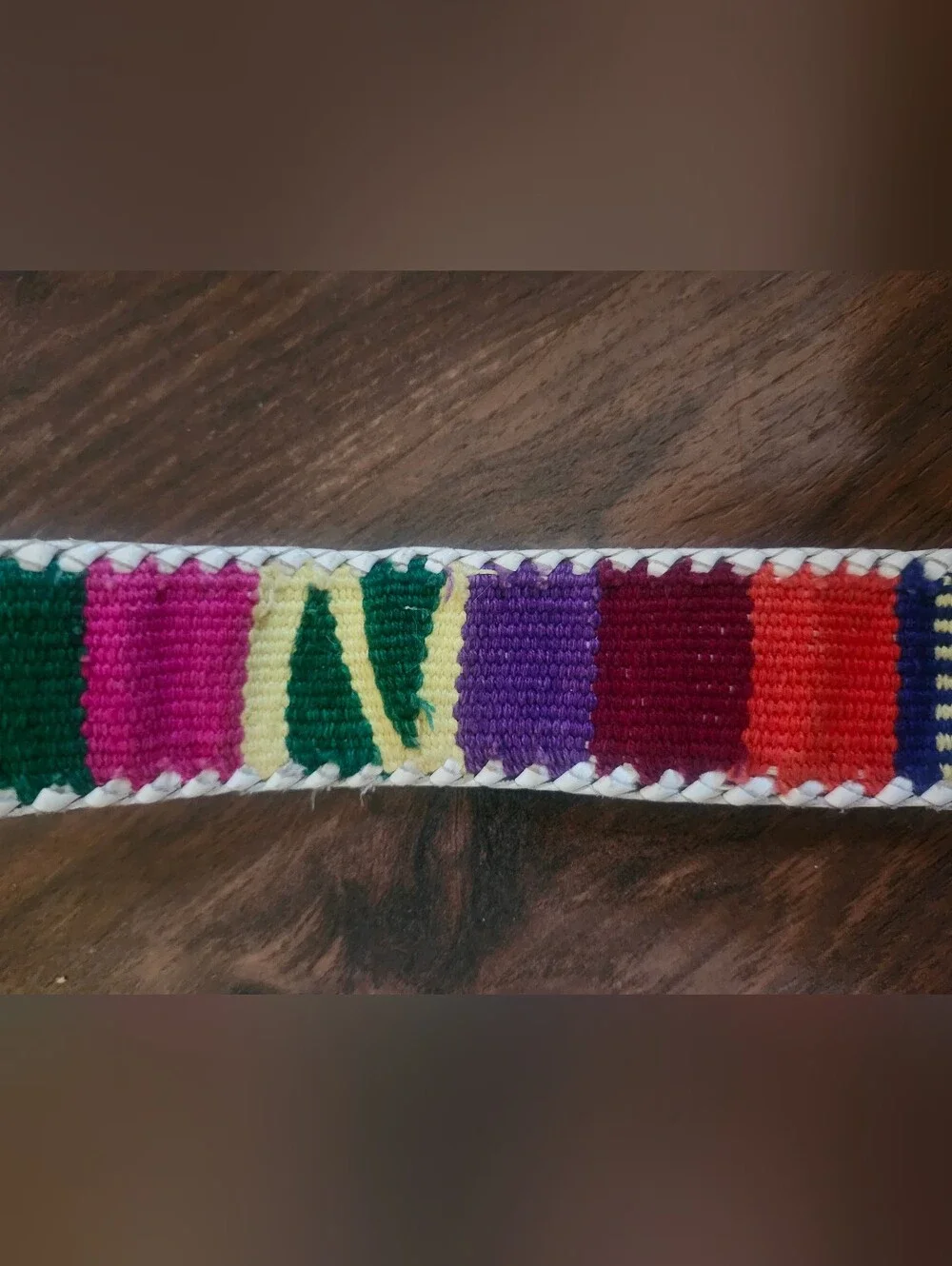 Vintage Belt From Guatemala Size M Multicolor & White